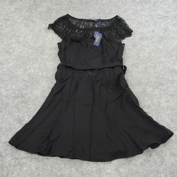 Polo Ralph Lauren Dresses & Skirts - Polo Ralph Lauren Dress Womens 6 Lace Top Black Belted Lined Sleeveless Shift F